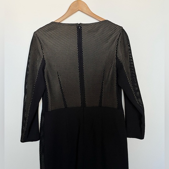 Akris Punto Women's Sz 10 Long Sleeve Netted Mesh Lined Sheath Midi Dress Black - Picture 7 of 10